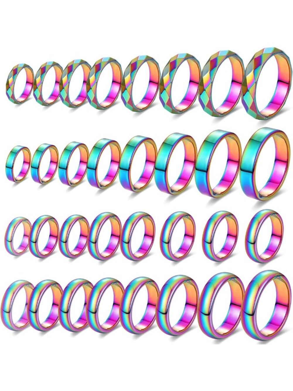 32 Pcs Hematite Rings Set, Non-Magnetic Healing Stones, Sizes 6-13, Stylish